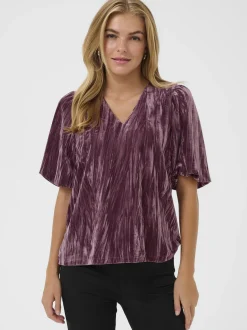 Kaffe Damen Kurzarm-Bluse KAelva in lila