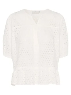 Kaffe Damen Kurzarm-Bluse KArumba in weiß