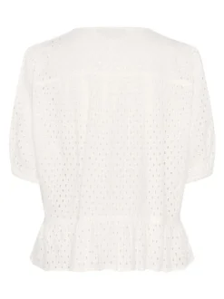 Kaffe Damen Kurzarm-Bluse KArumba in weiß