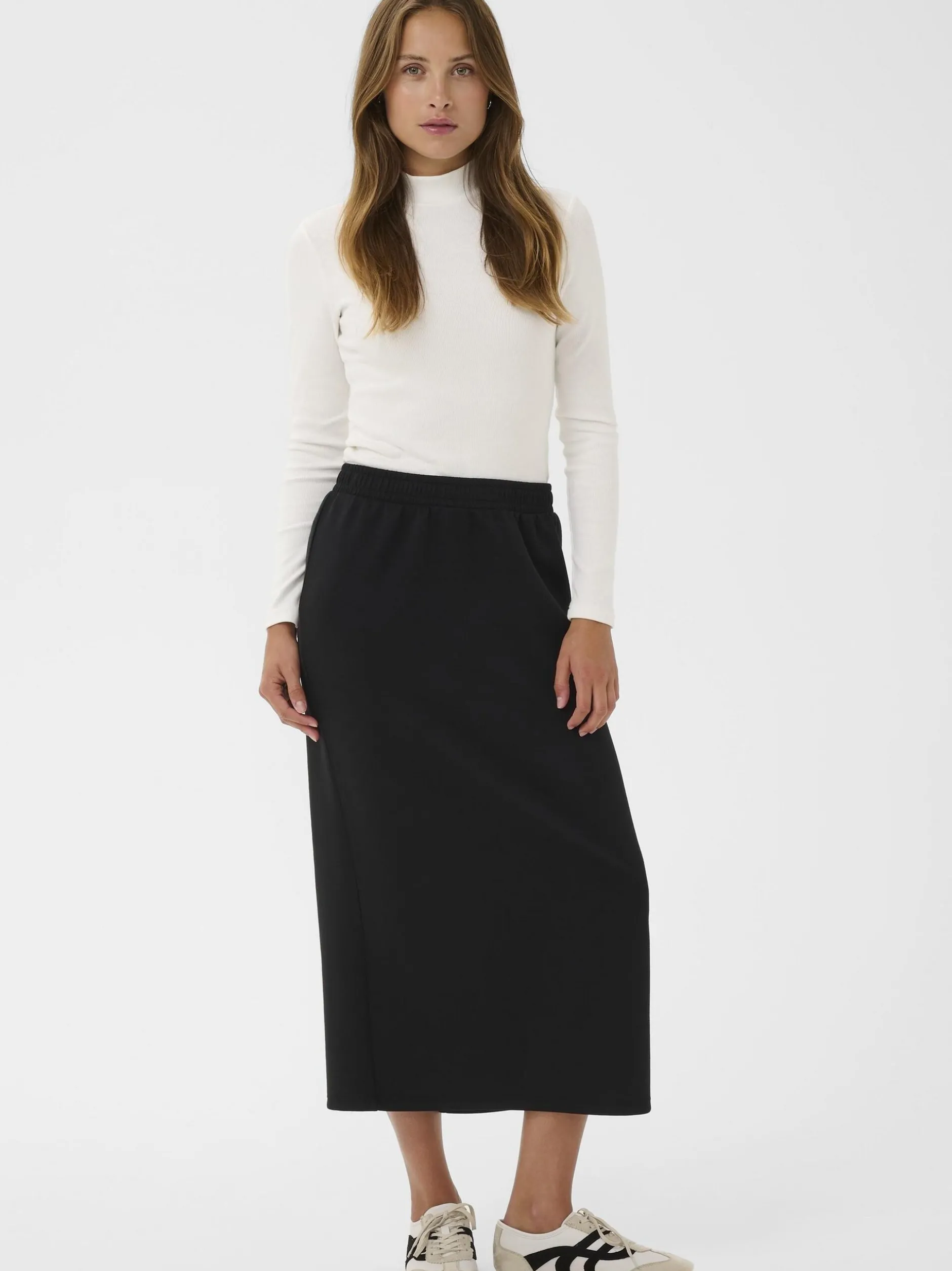 Kaffe Damen Rock KAannika Elastische Taille in schwarz