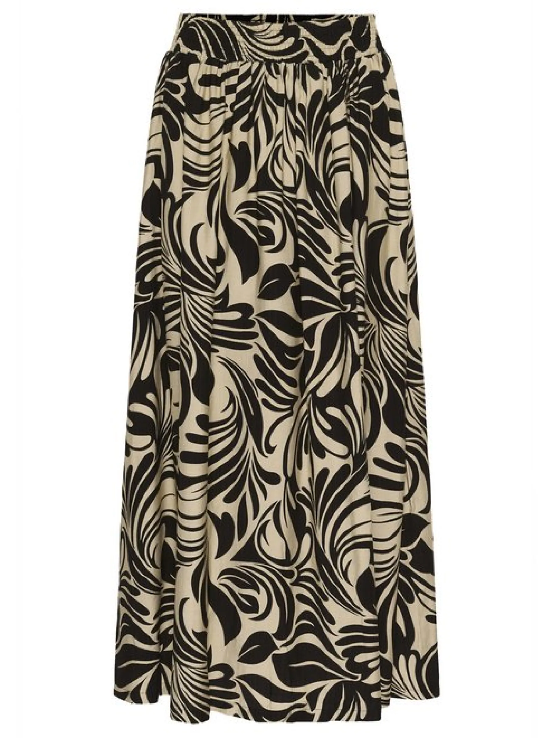 Kaffe Damen Rock KAcelia Elastische Taille in beige schwarz