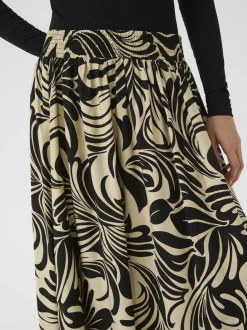 Kaffe Damen Rock KAcelia Elastische Taille in beige schwarz