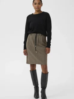 Kaffe Damen Rock KAelyah Hohe Taille in beige