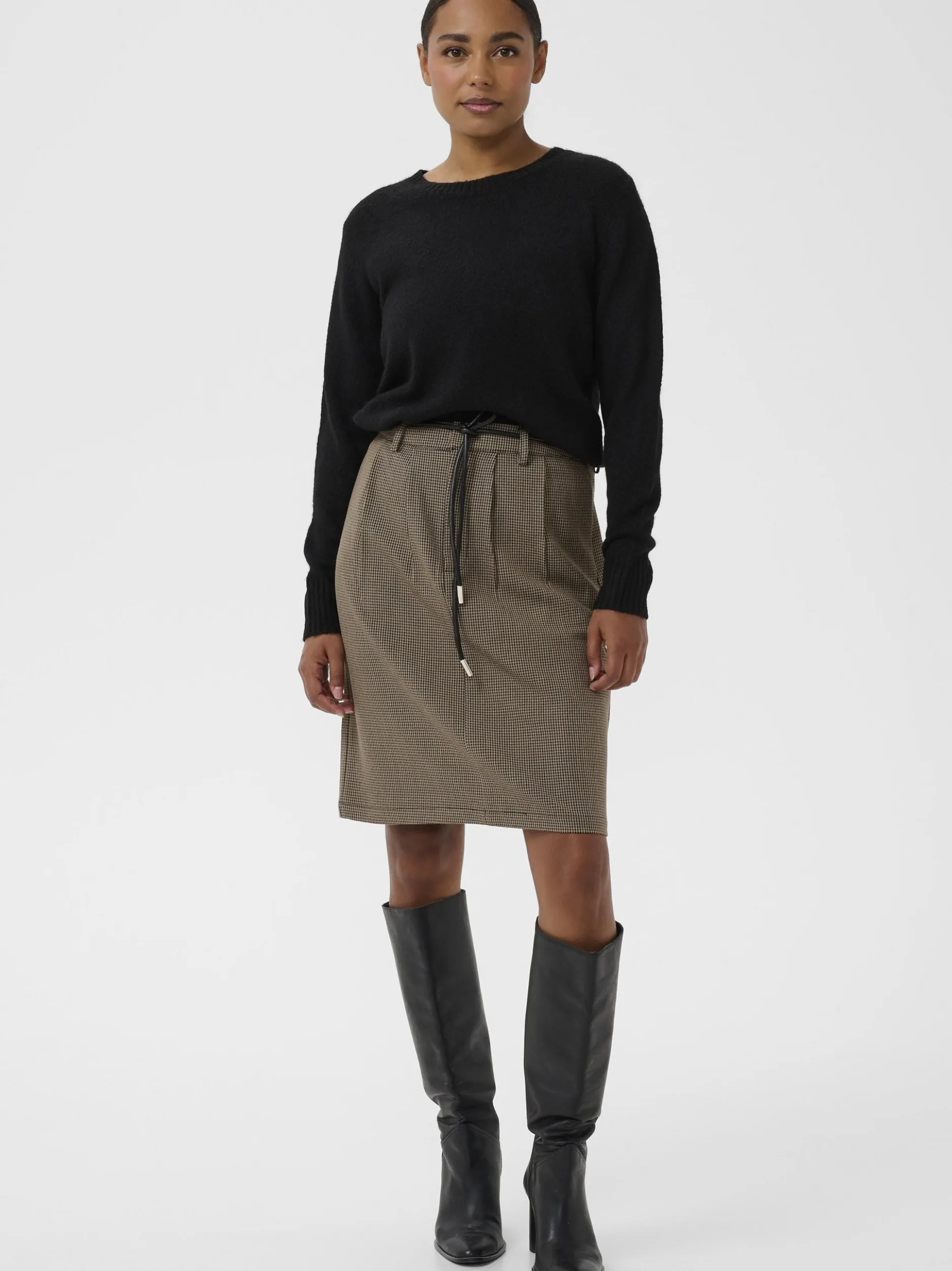 Kaffe Damen Rock KAelyah Hohe Taille in beige