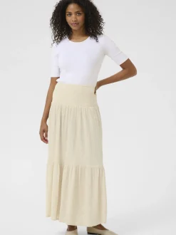 Kaffe Damen Rock KAgitte Elastische Taille in beige