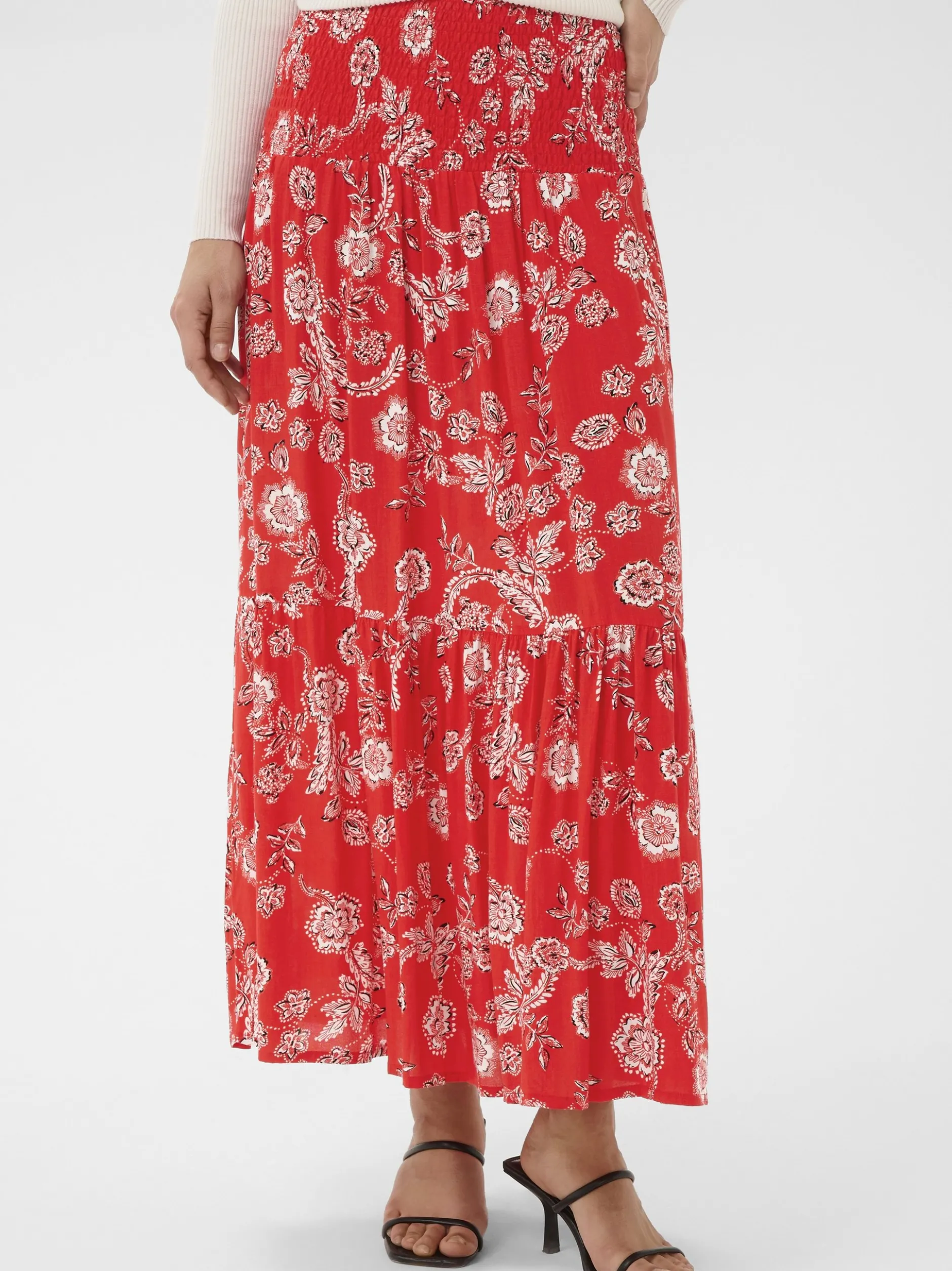 Kaffe Damen Rock KAmaxi Elastische Taille in rot
