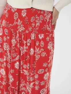 Kaffe Damen Rock KAmaxi Elastische Taille in rot