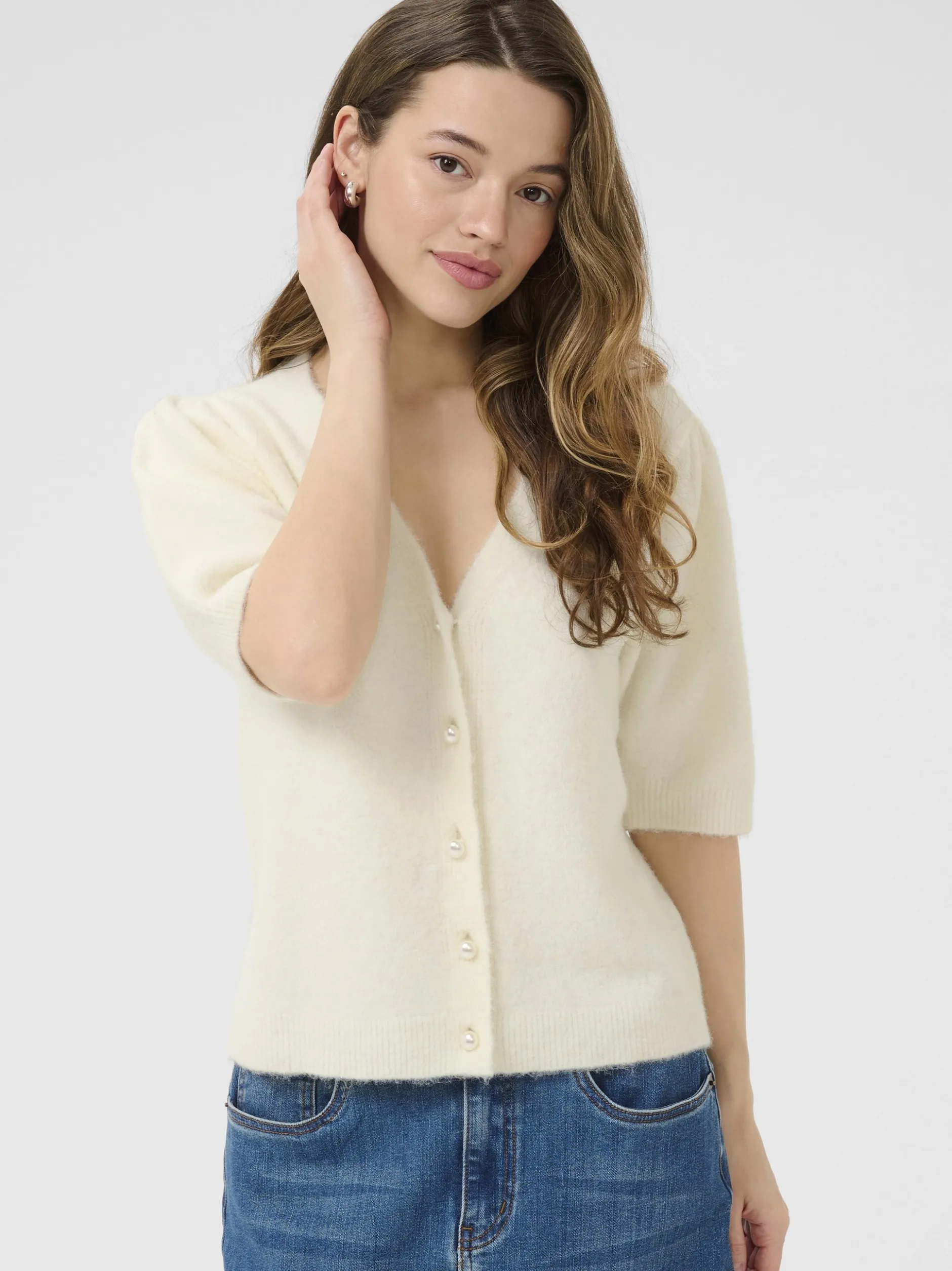Kaffe Damen Strickjacke KAmarina in ecru