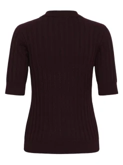 Kaffe Damen Strickpolo KAbirma in bordeaux