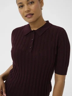 Kaffe Damen Strickpolo KAbirma in bordeaux