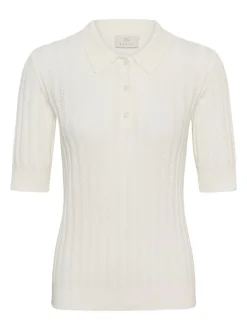Kaffe Damen Strickpolo KAbirma in weiß