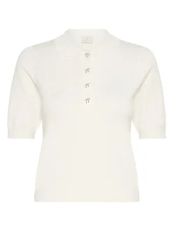 Kaffe Damen Strick-Poloshirt KAlizza in ecru