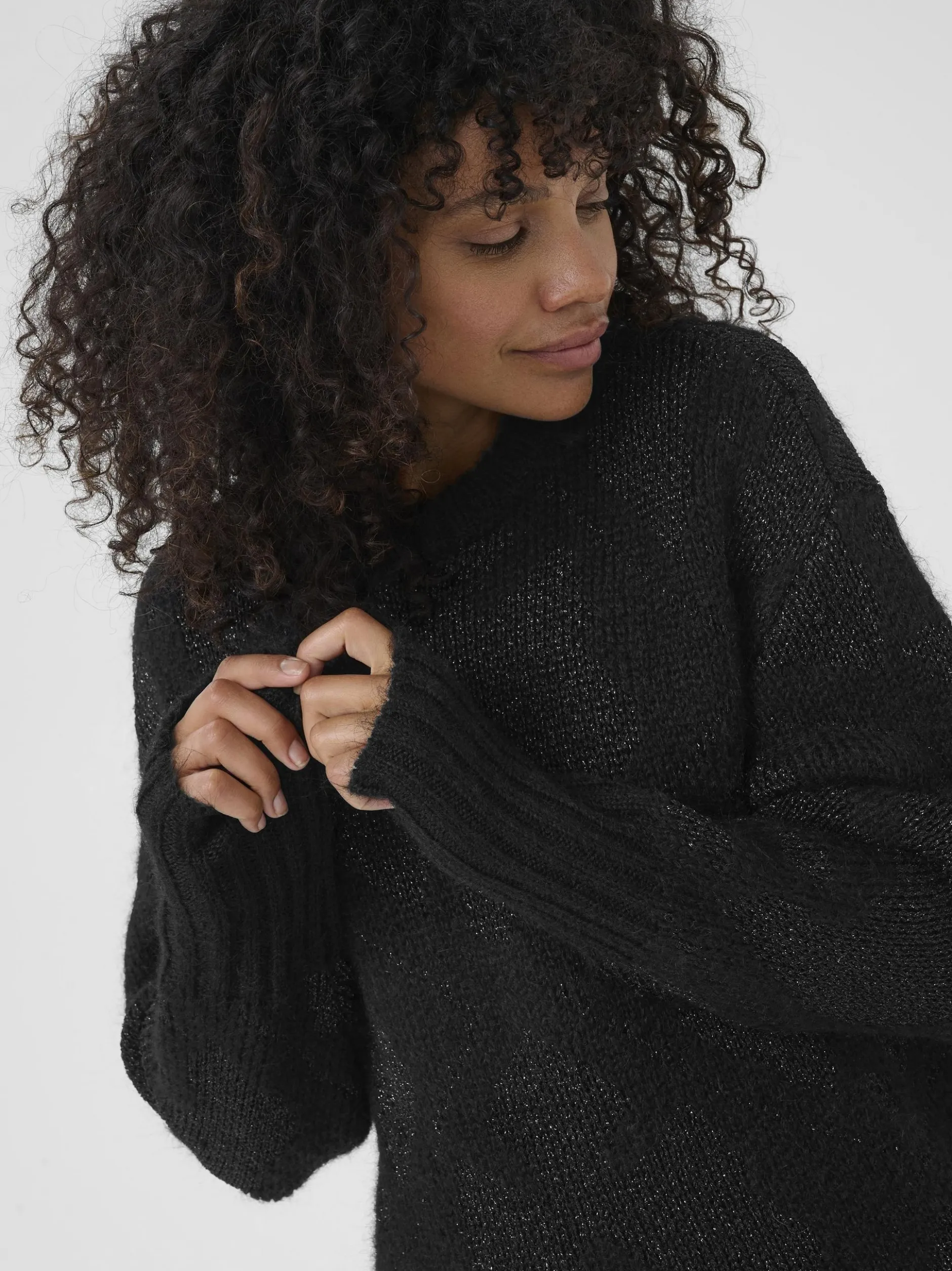 Kaffe Damen Strickpullover KAsandra in schwarz
