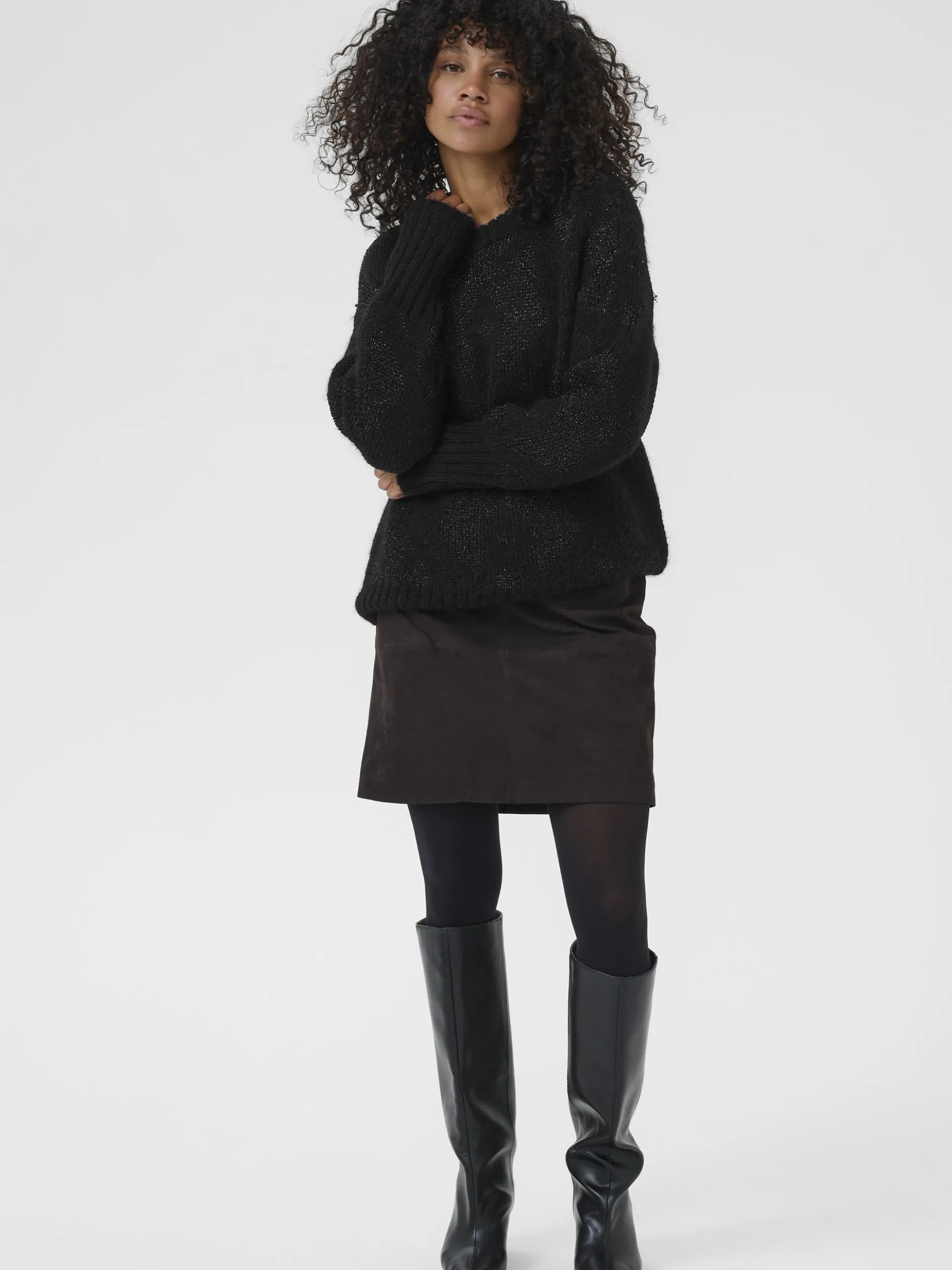 Kaffe Damen Strickpullover KAsandra in schwarz
