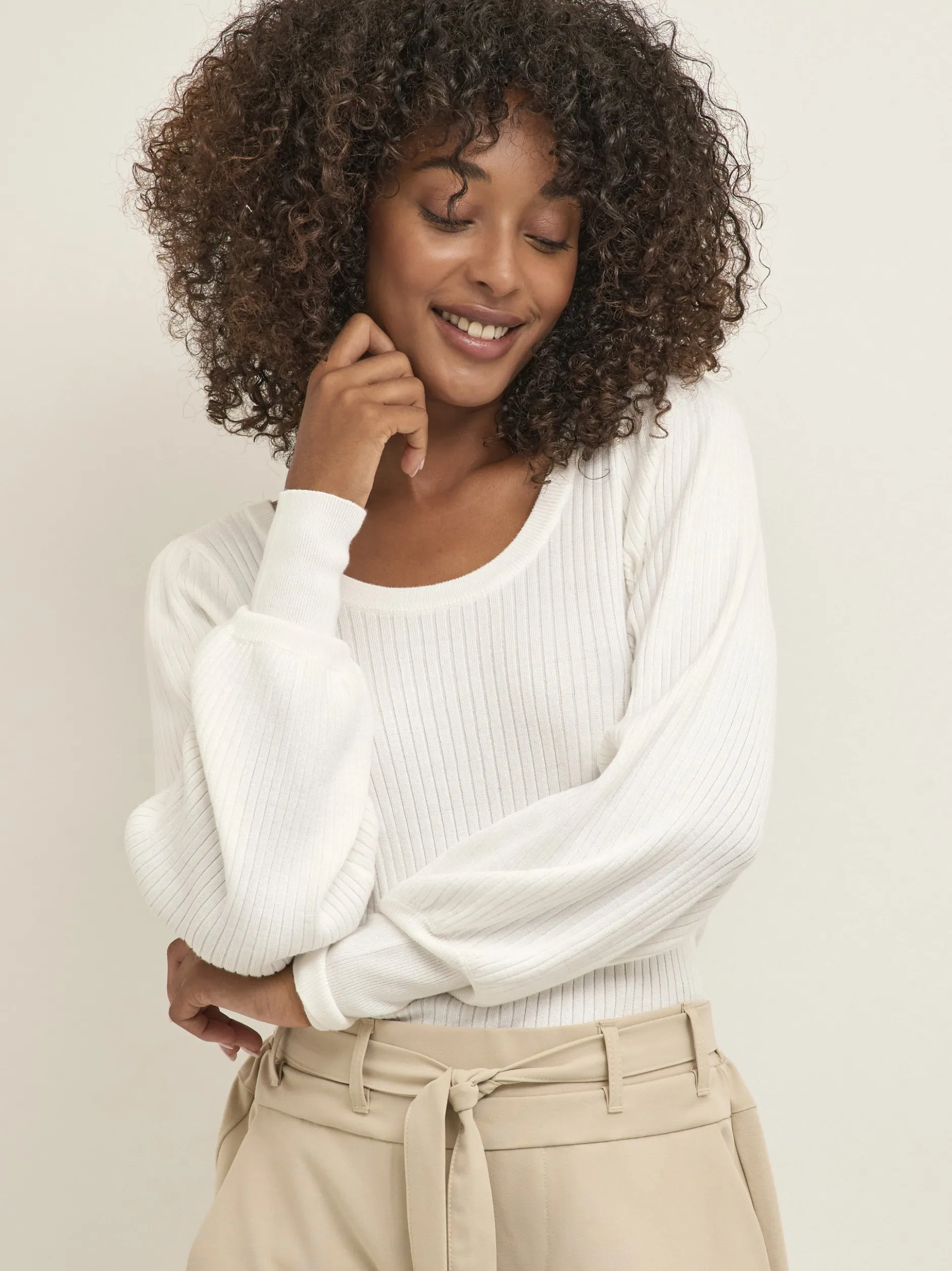 Kaffe Damen Strickpullover KAdora in weiß