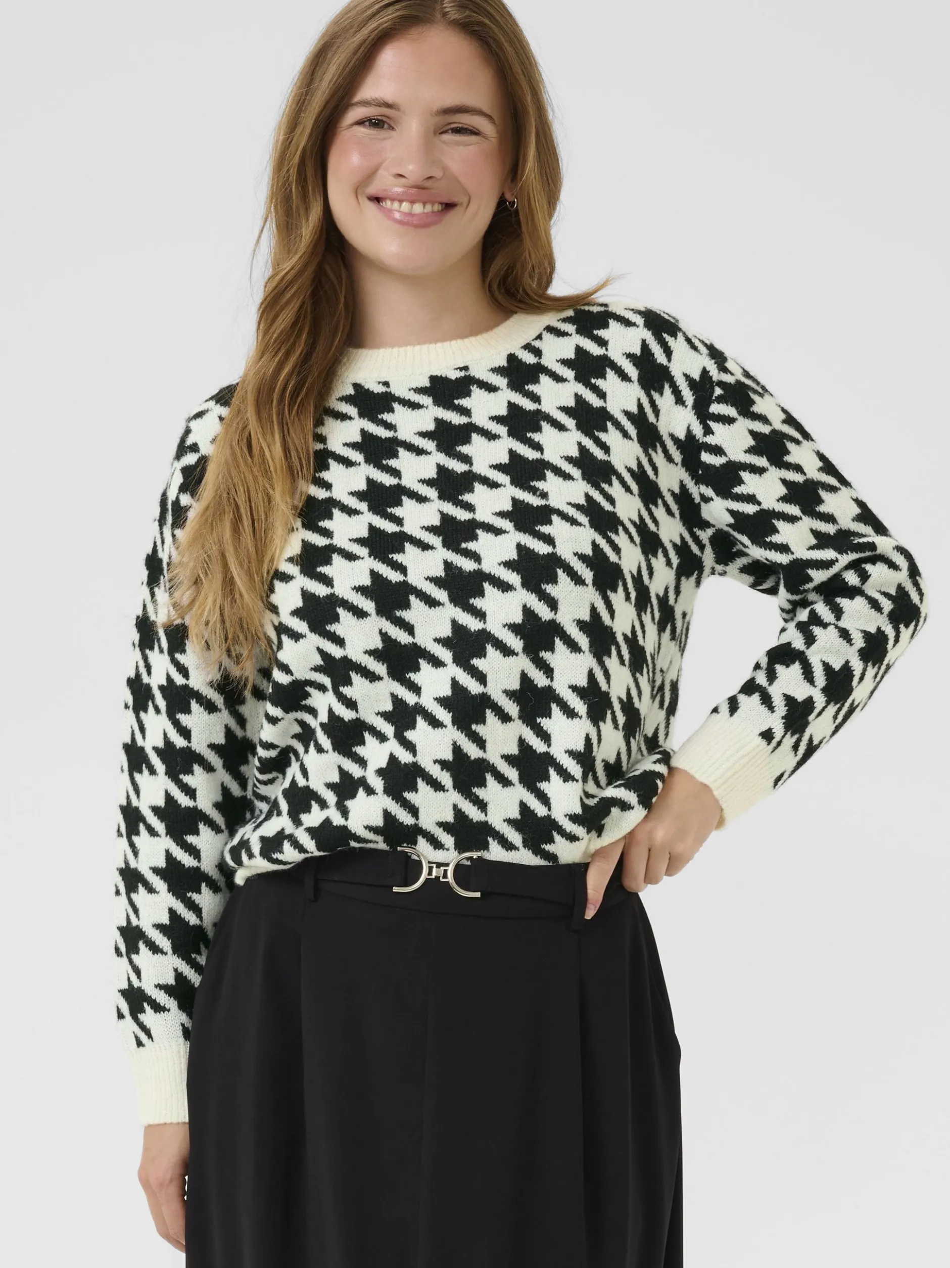 Kaffe Damen Strickpullover KAcarol in weiß