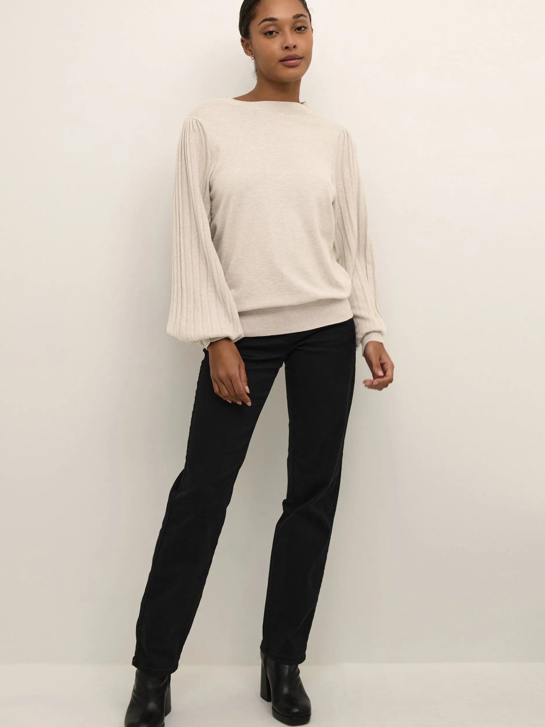 Kaffe Damen Strickpullover KAlone in sand