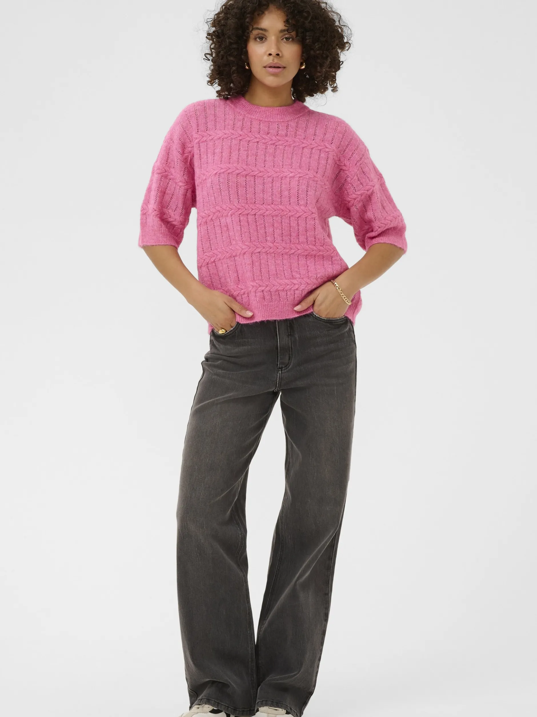 Kaffe Damen Strickpullover KAmonia in pink