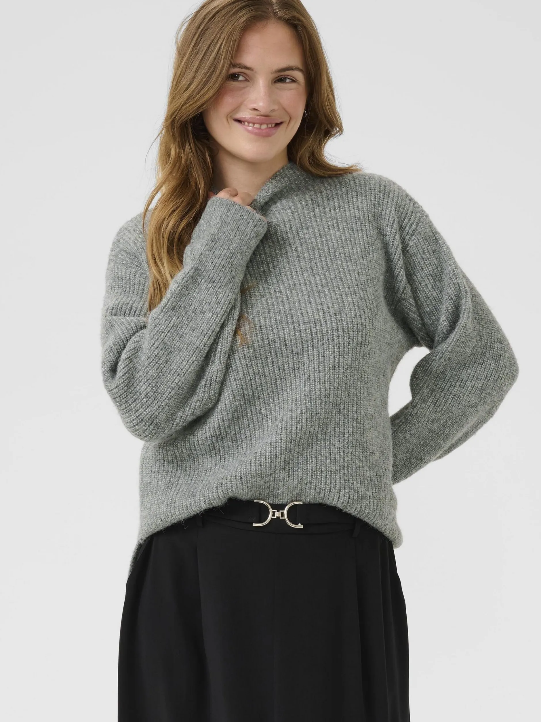 Kaffe Damen Strickpullover KAelina in grau