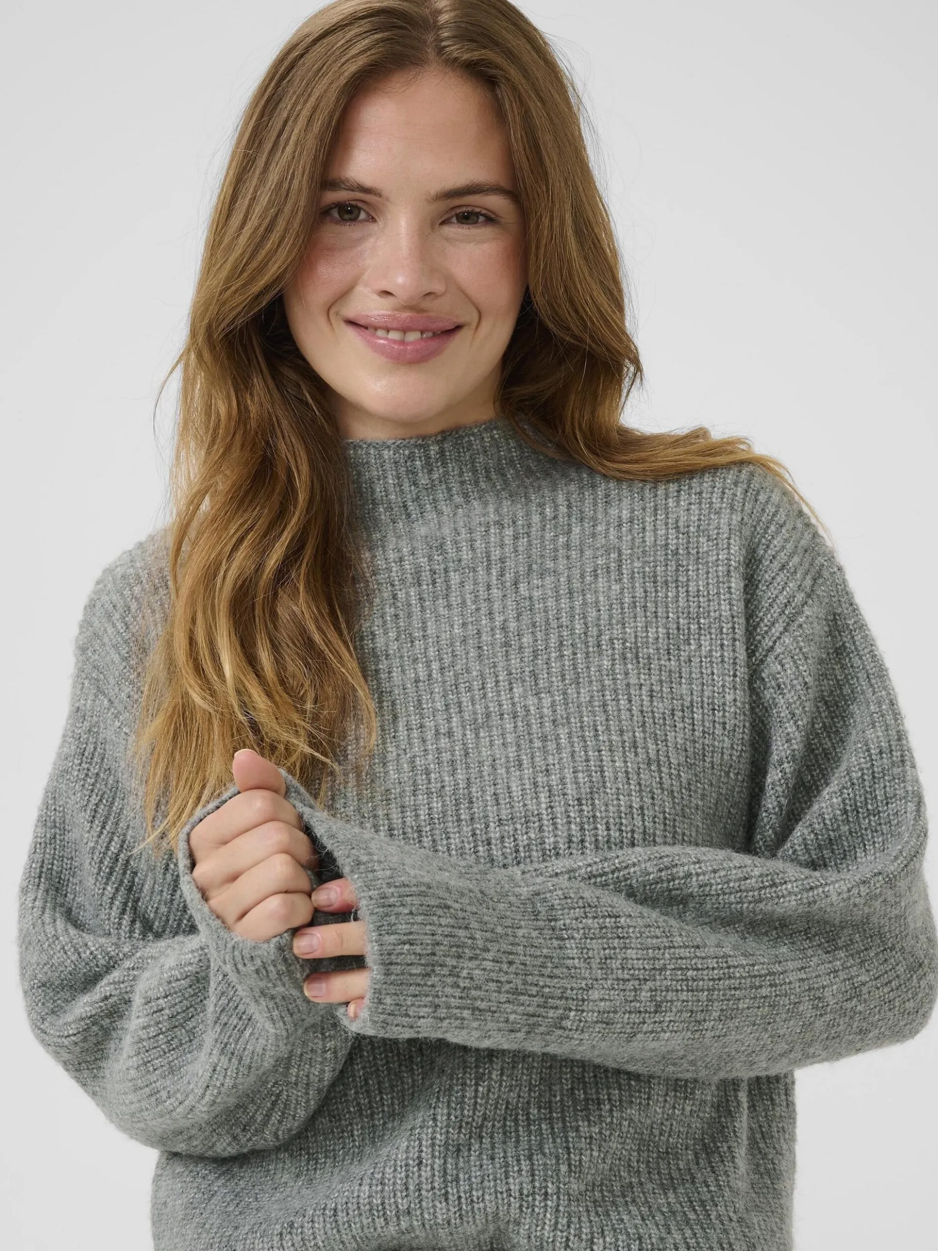 Kaffe Damen Strickpullover KAelina in grau