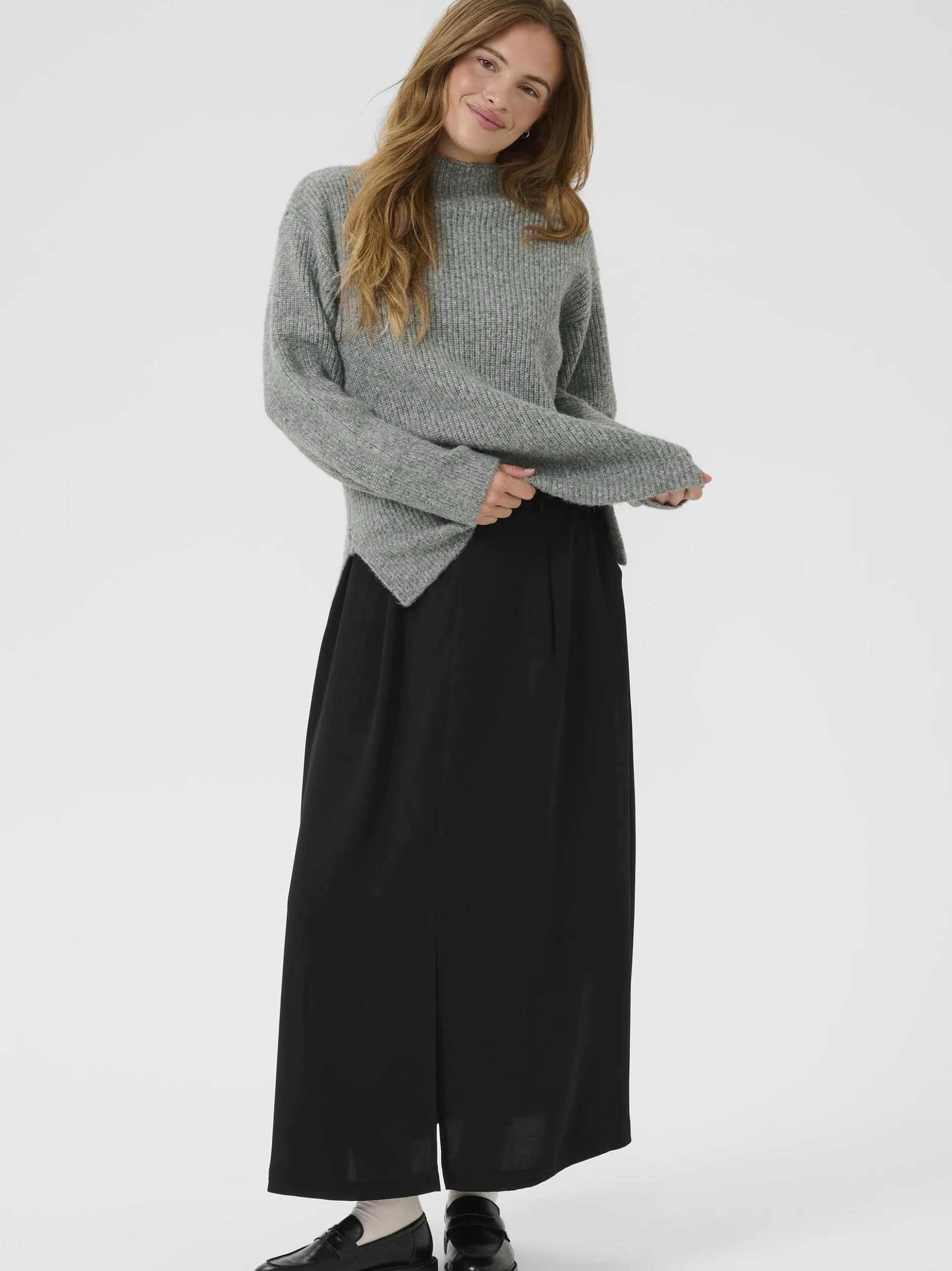 Kaffe Damen Strickpullover KAelina in grau