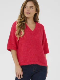 Kaffe Damen Strickpullover KAemilie in himbeer
