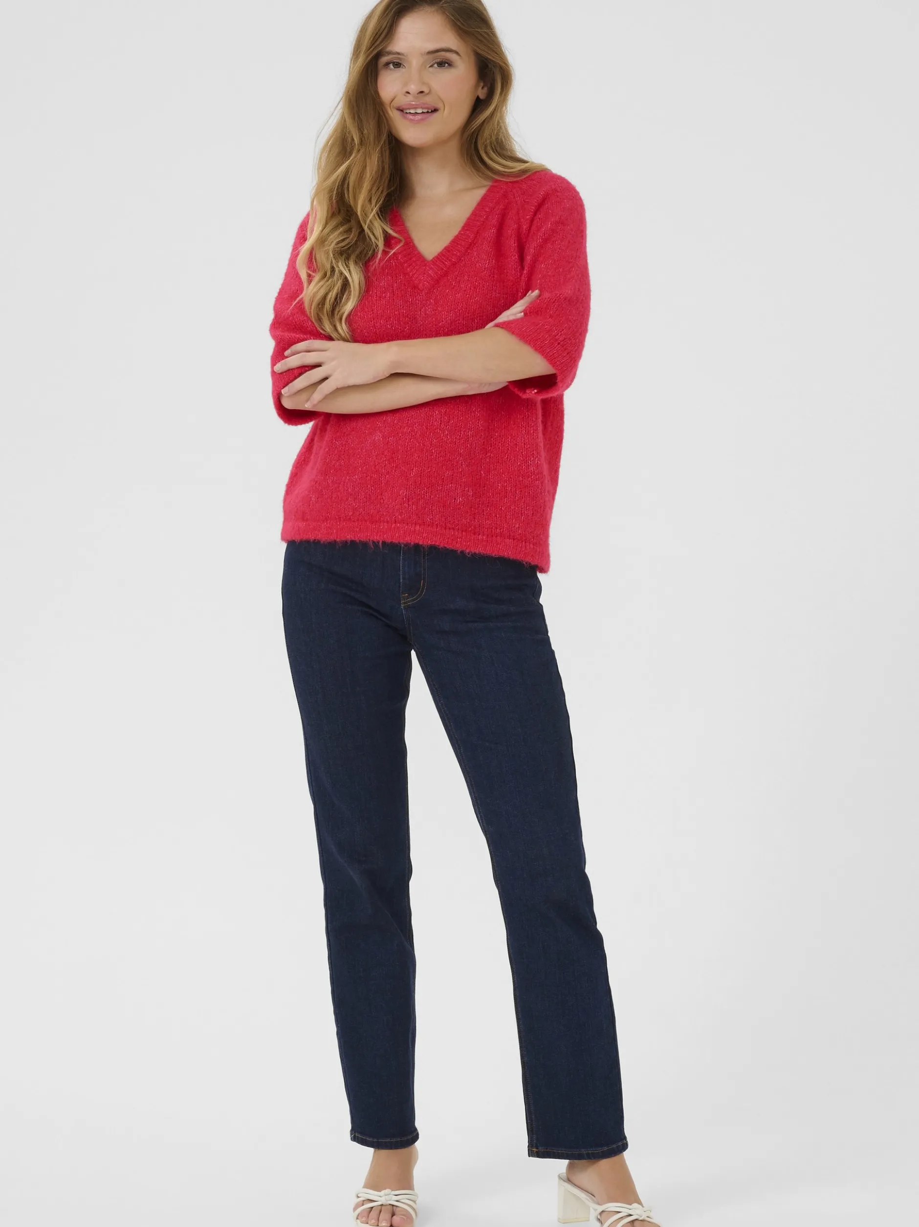 Kaffe Damen Strickpullover KAemilie in himbeer