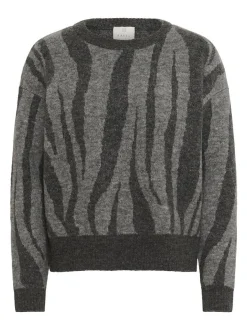 Kaffe Damen Strickpullover KAbitzy in grau