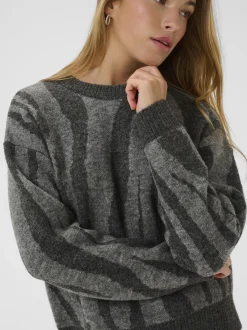 Kaffe Damen Strickpullover KAbitzy in grau