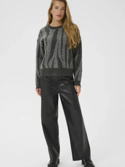 Kaffe Damen Strickpullover KAbitzy in grau