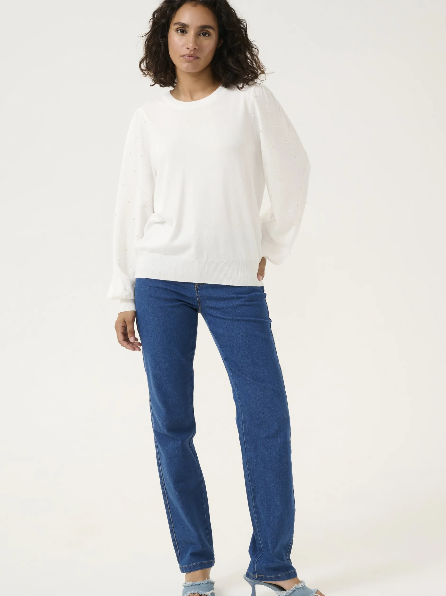 Kaffe Damen Strickpullover KAkaren in weiß
