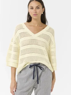 Kaffe Damen Strickpullover KAteresa in vanille
