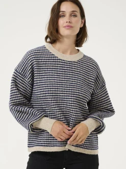 Kaffe Damen Strickpullover KAellery in beige marine