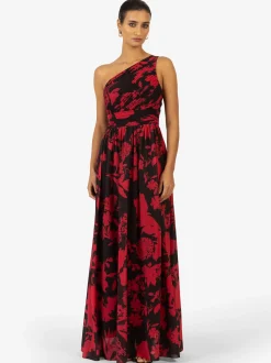 Kraimod Damen Abendkleid in rot schwarz - Länge: lang