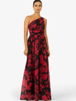 Kraimod Damen Abendkleid in rot schwarz - Länge: lang