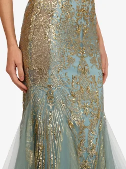 Kraimod Damen Abendkleid in türkis gold - Länge: lang