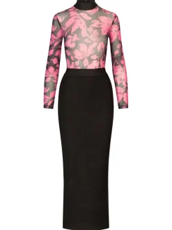 Kraimod Damen Bandagekleid in pink schwarz - Länge: lang