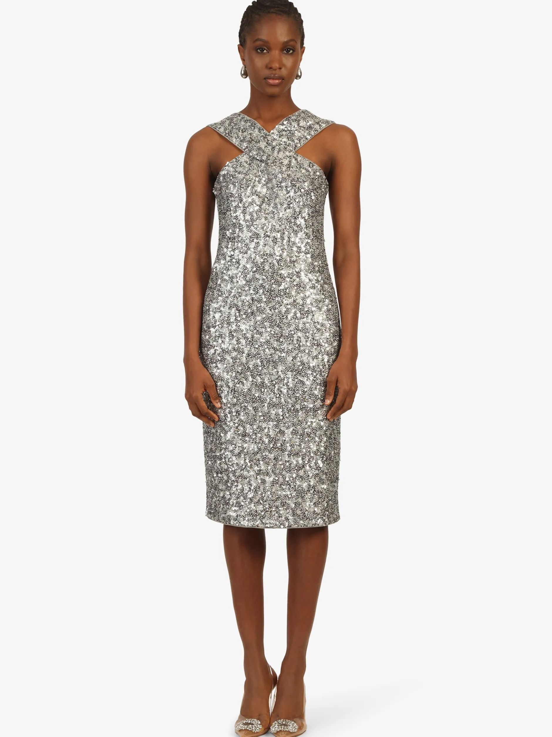 Kraimod Damen Cocktailkleid in silber - Länge: mittel