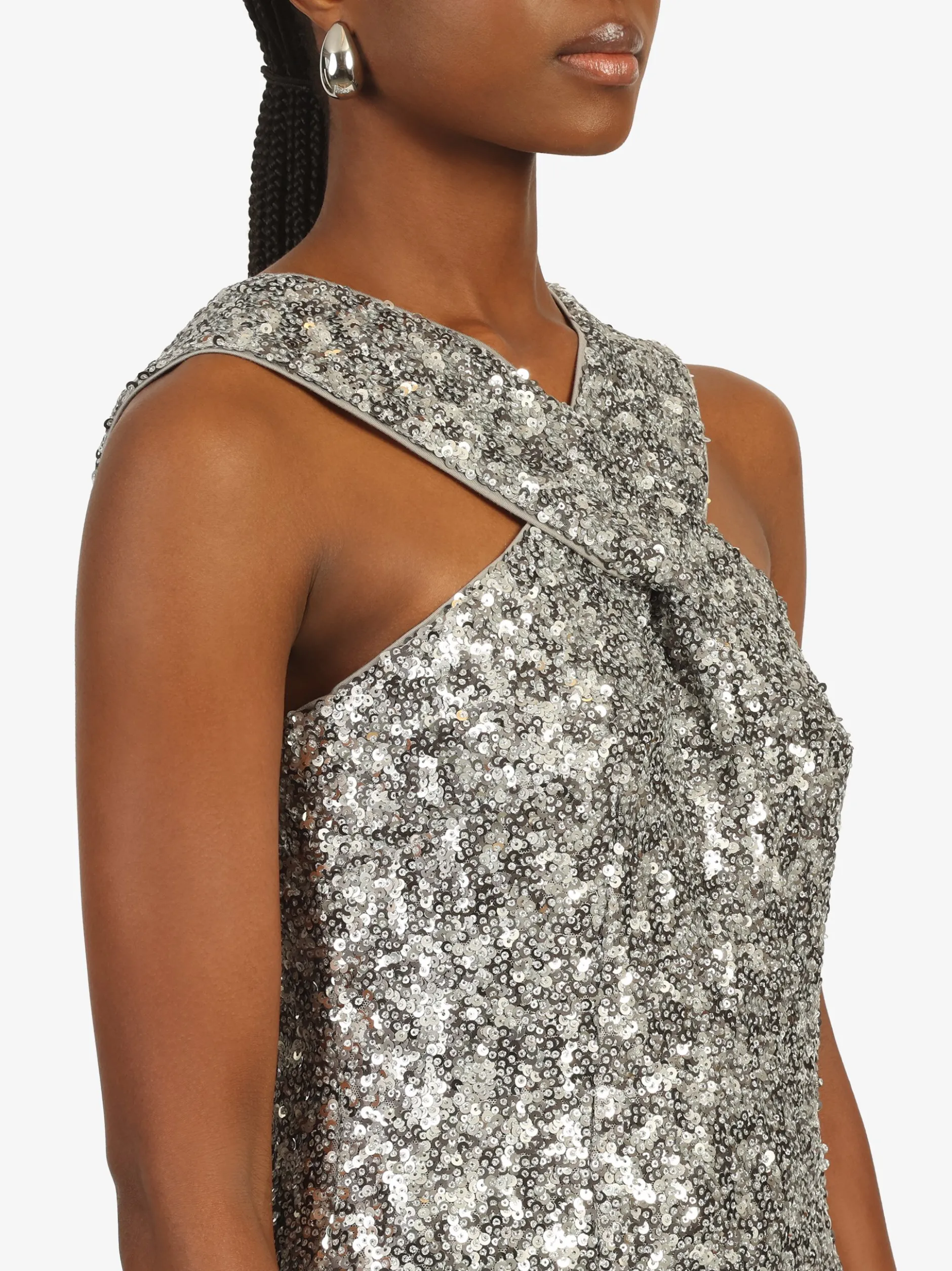 Kraimod Damen Cocktailkleid in silber - Länge: mittel