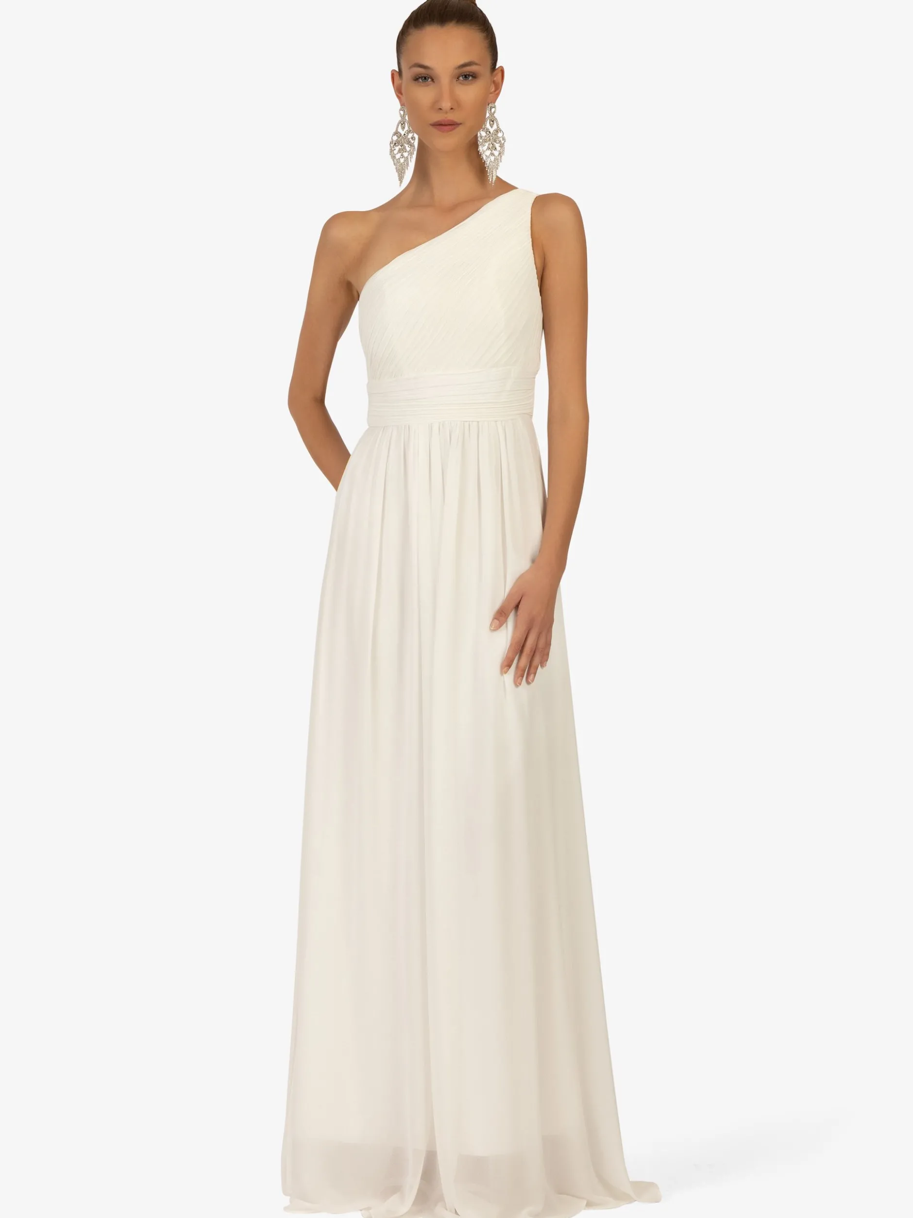 Kraimod Damen Kleid in weiß - Ausschnitt: Rundhals