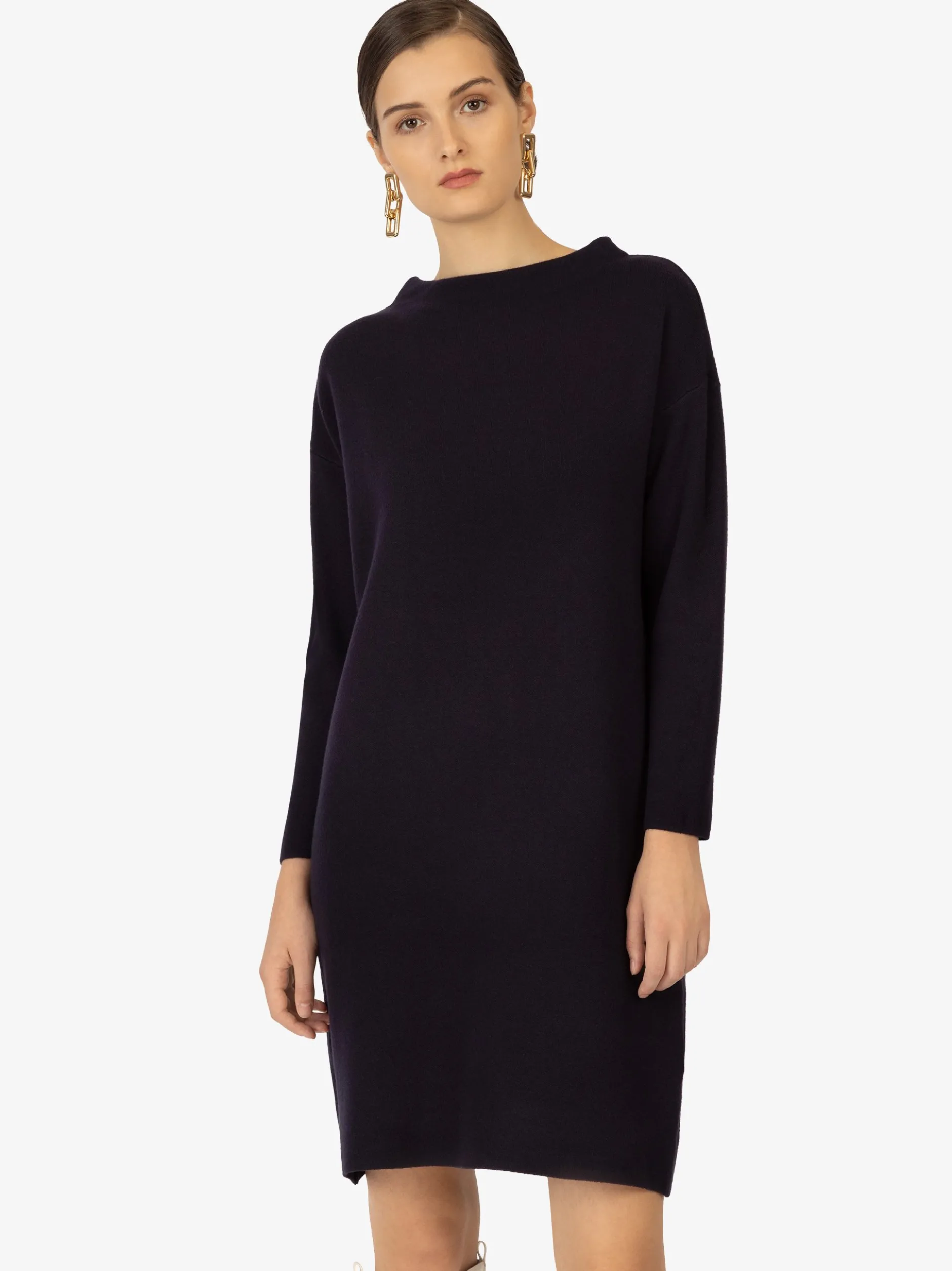 Kraimod Damen Strickkleid in marine - Ausschnitt: U-Boot