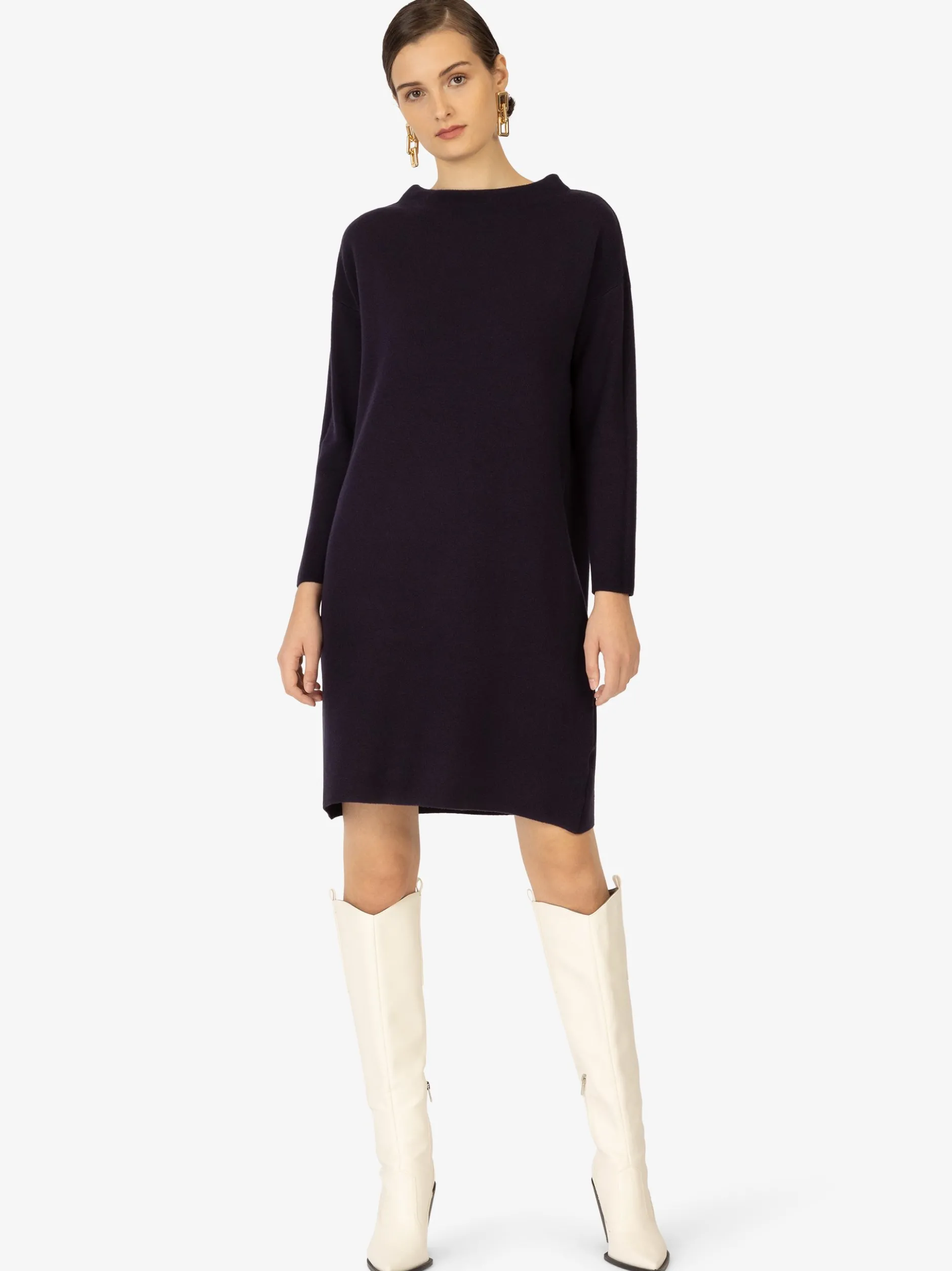 Kraimod Damen Strickkleid in marine - Ausschnitt: U-Boot