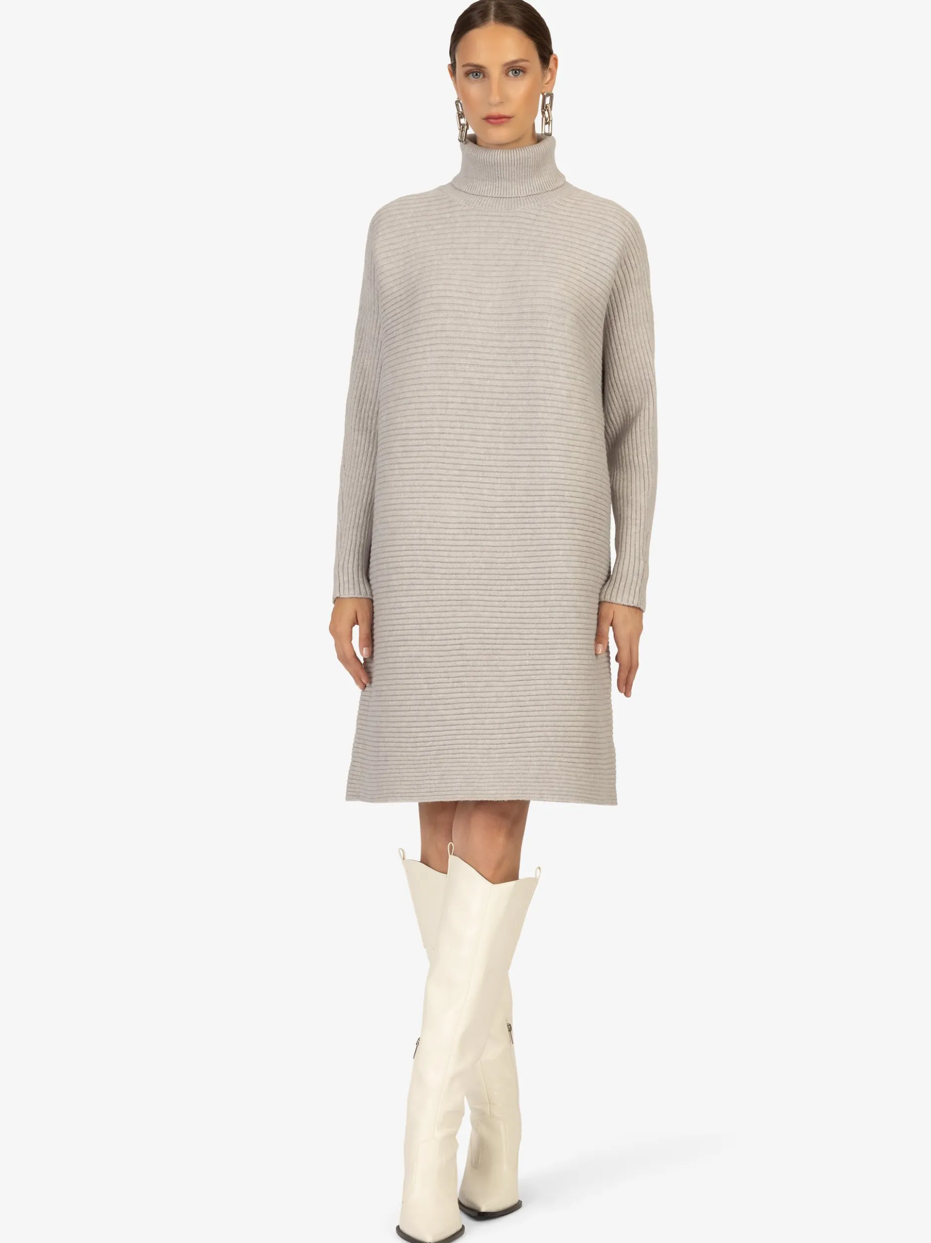 Kraimod Damen Strickkleid in grau - Ärmel: langarm