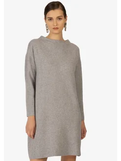 Kraimod Damen Strickkleid in grau - Ausschnitt: U-Boot