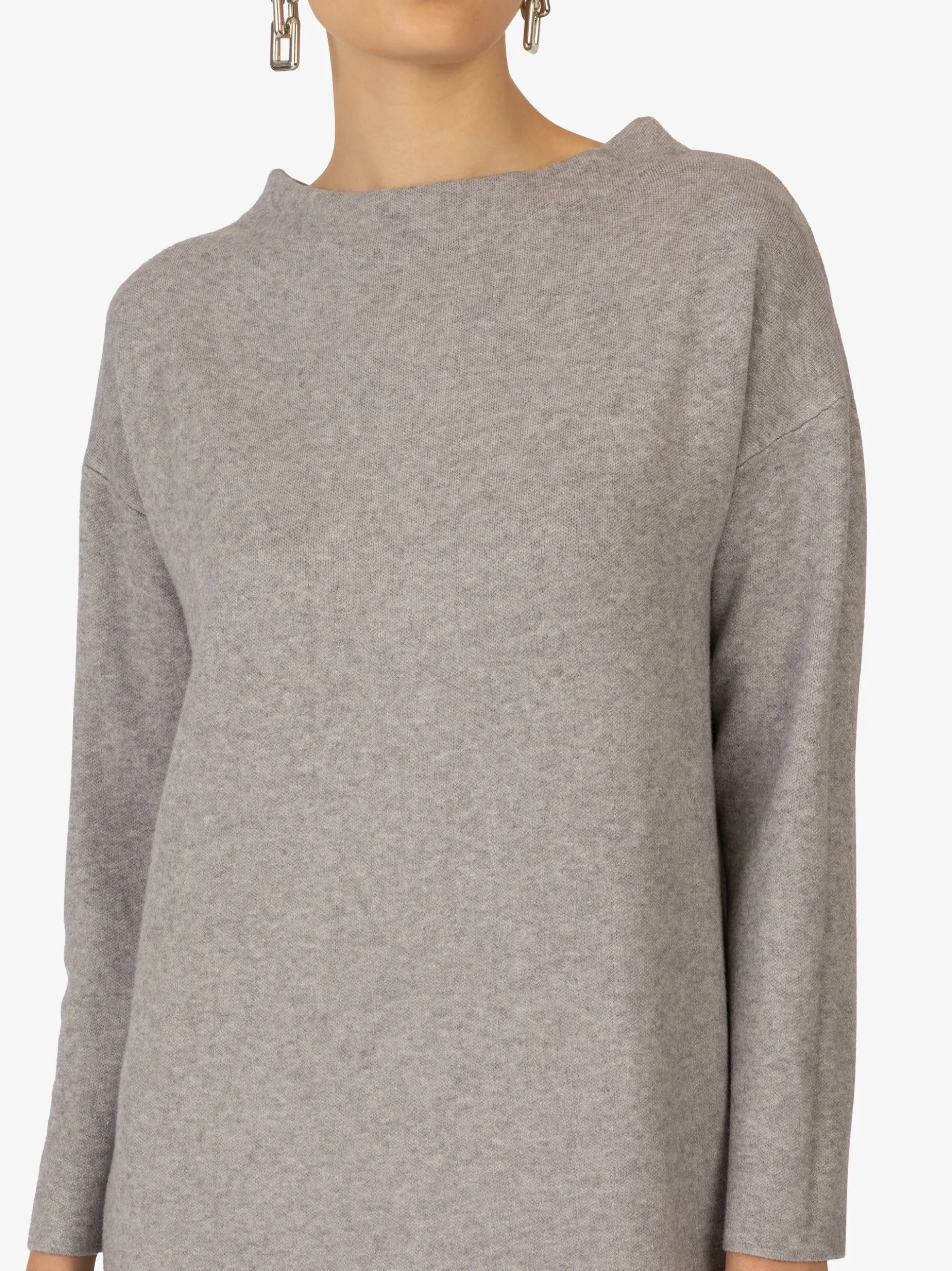 Kraimod Damen Strickkleid in grau - Ausschnitt: U-Boot