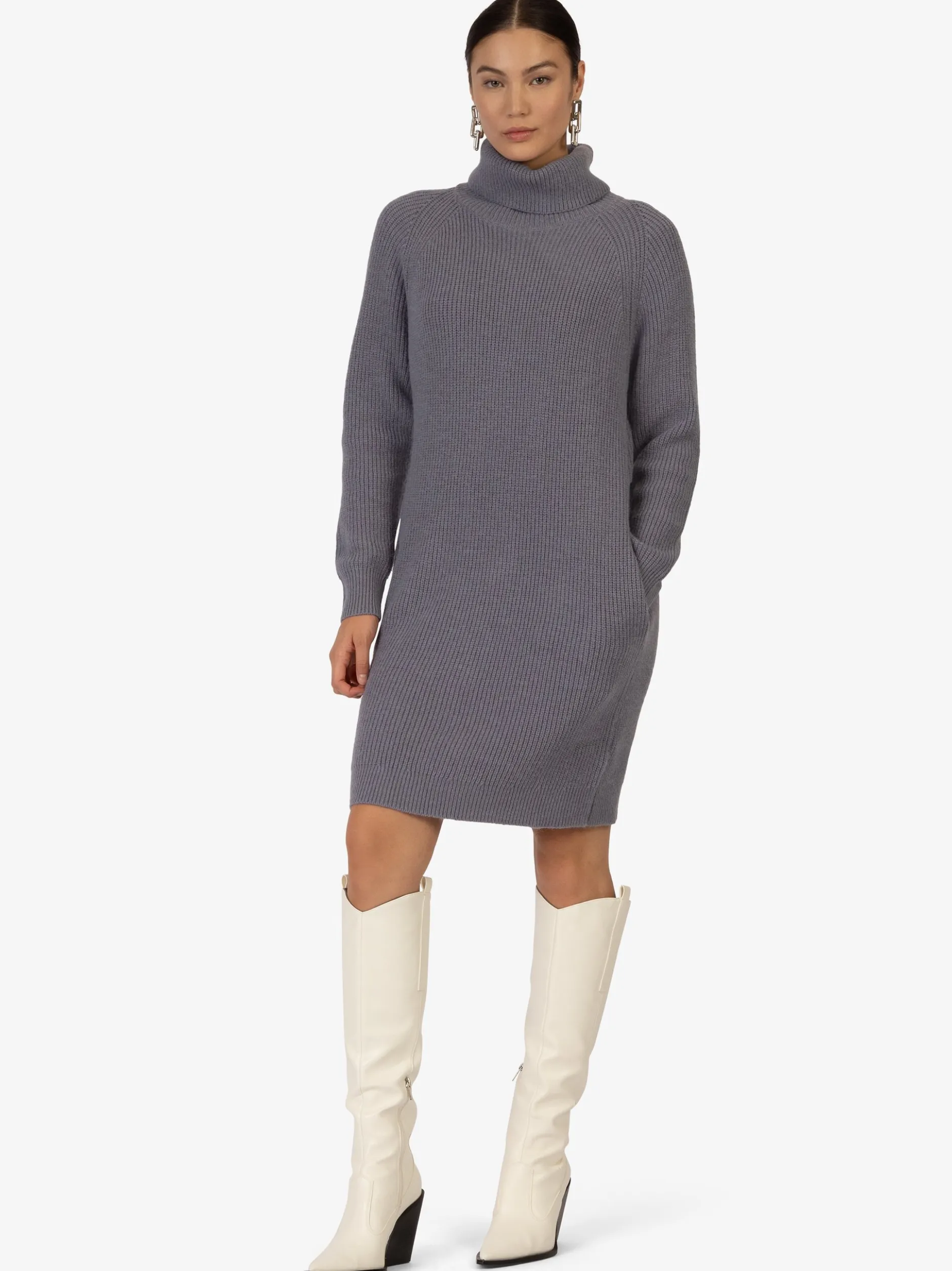 Kraimod Damen Strickkleid in grau - Ärmel: langarm
