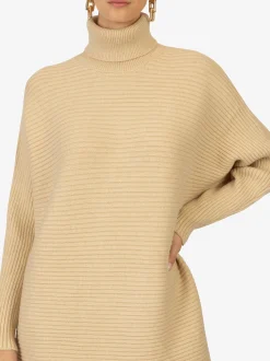 Kraimod Damen Strickkleid in beige - Ärmel: langarm