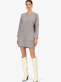 Kraimod Damen Strickkleid in grau - Ausschnitt: U-Boot