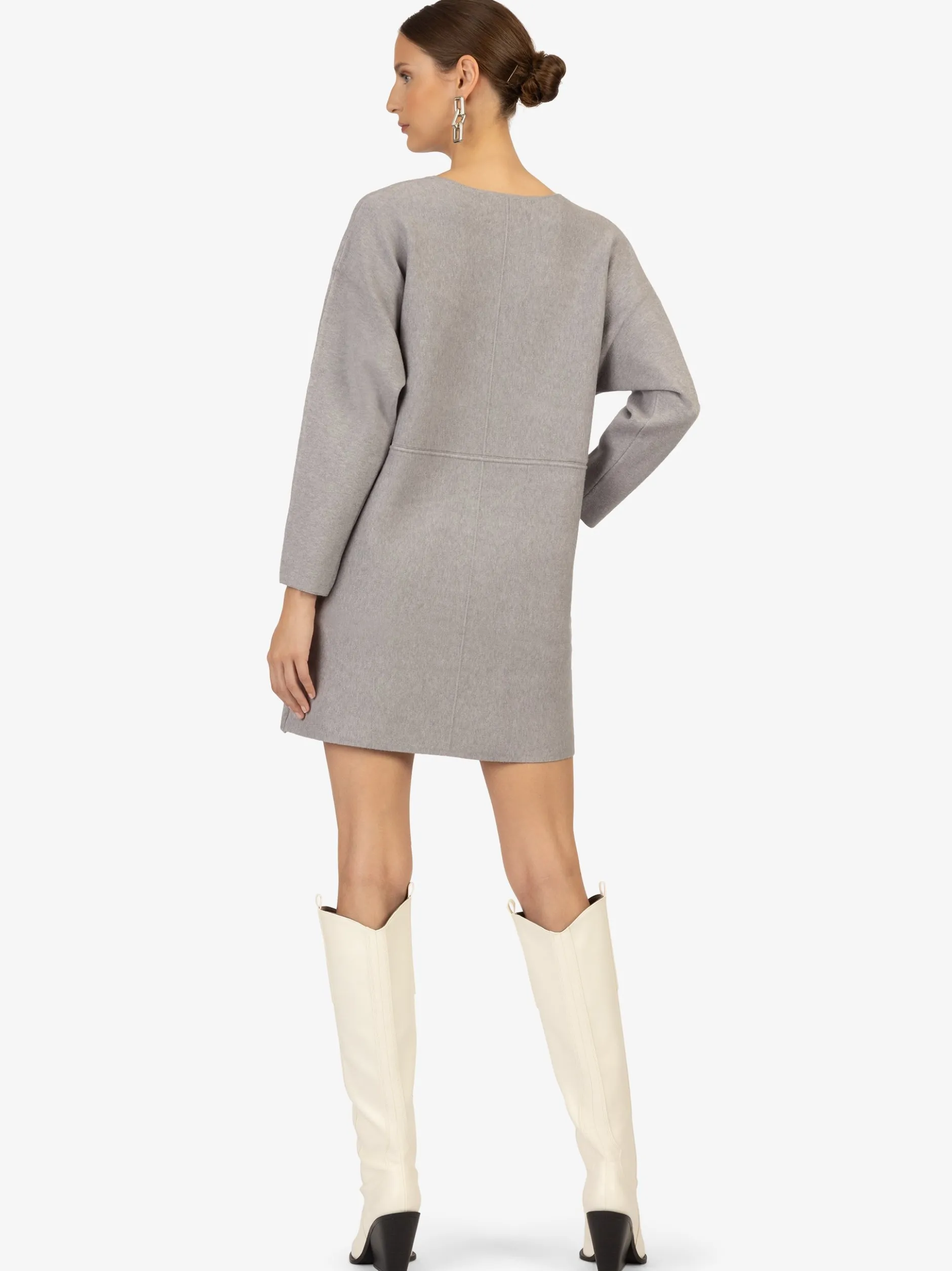 Kraimod Damen Strickkleid in grau - Ausschnitt: U-Boot