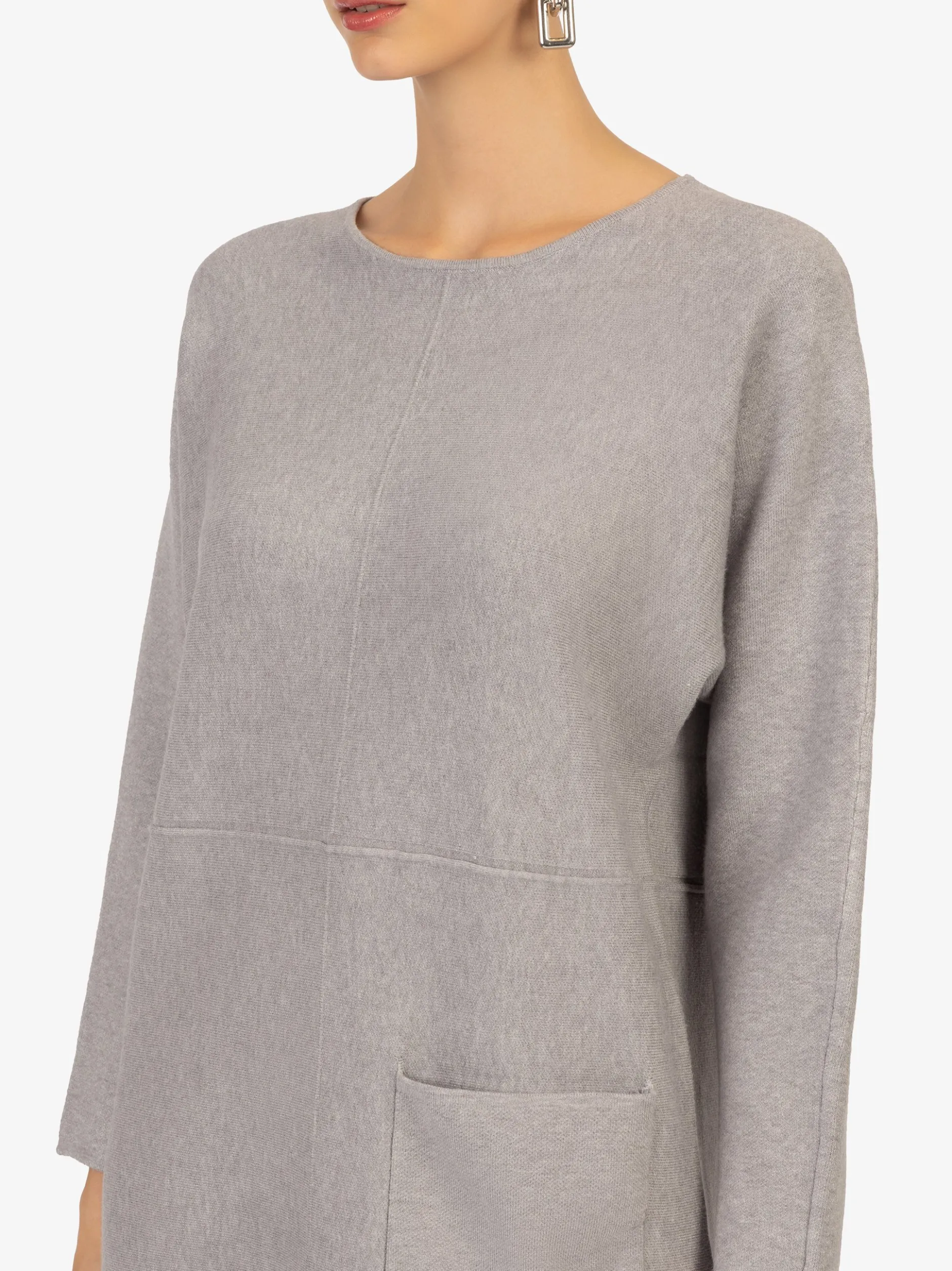 Kraimod Damen Strickkleid in grau - Ausschnitt: U-Boot